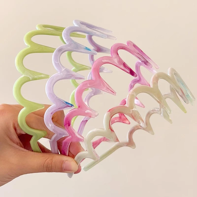 Diademas onduladas para mujer, bandas para el cabello antideslizantes dentadas de colores, diademas deportivas para niña, accesorios para el cabello