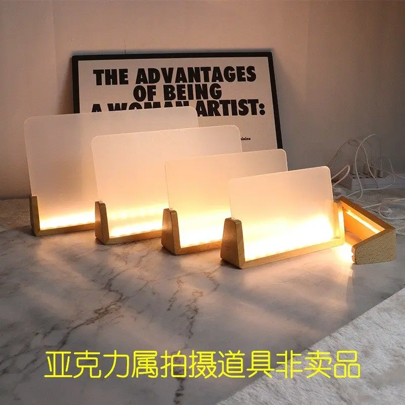 Customized Acrylic Creative LED lights Solid Wooden Photo Frame Innovative Acrylic U Shaped Photo Frame Home Desk Decoration
