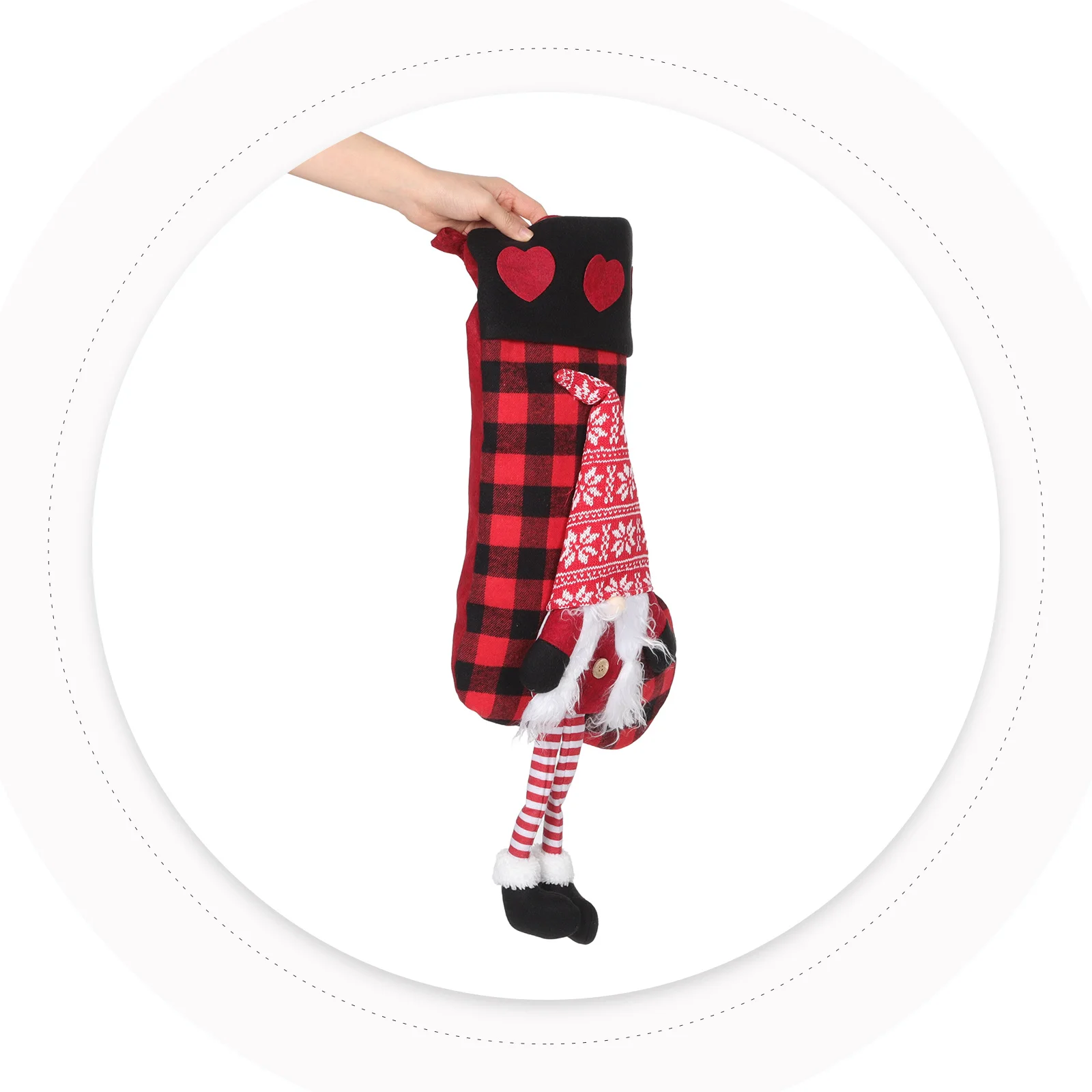 جوارب عيد الميلاد كبيرة جدًا، تصميم ساق معلق منقوش احتفالي، حقيبة زينة للوجه للحلوى المفضلة، شجرة عيد الميلاد المنزلية
