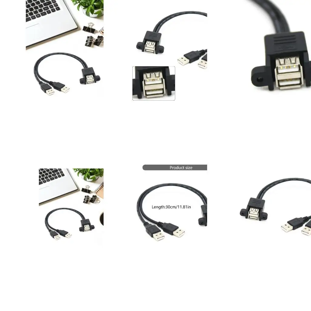  USB 2.0 A Male to Female Cable With Panel Mount Ear For Enhances Stability