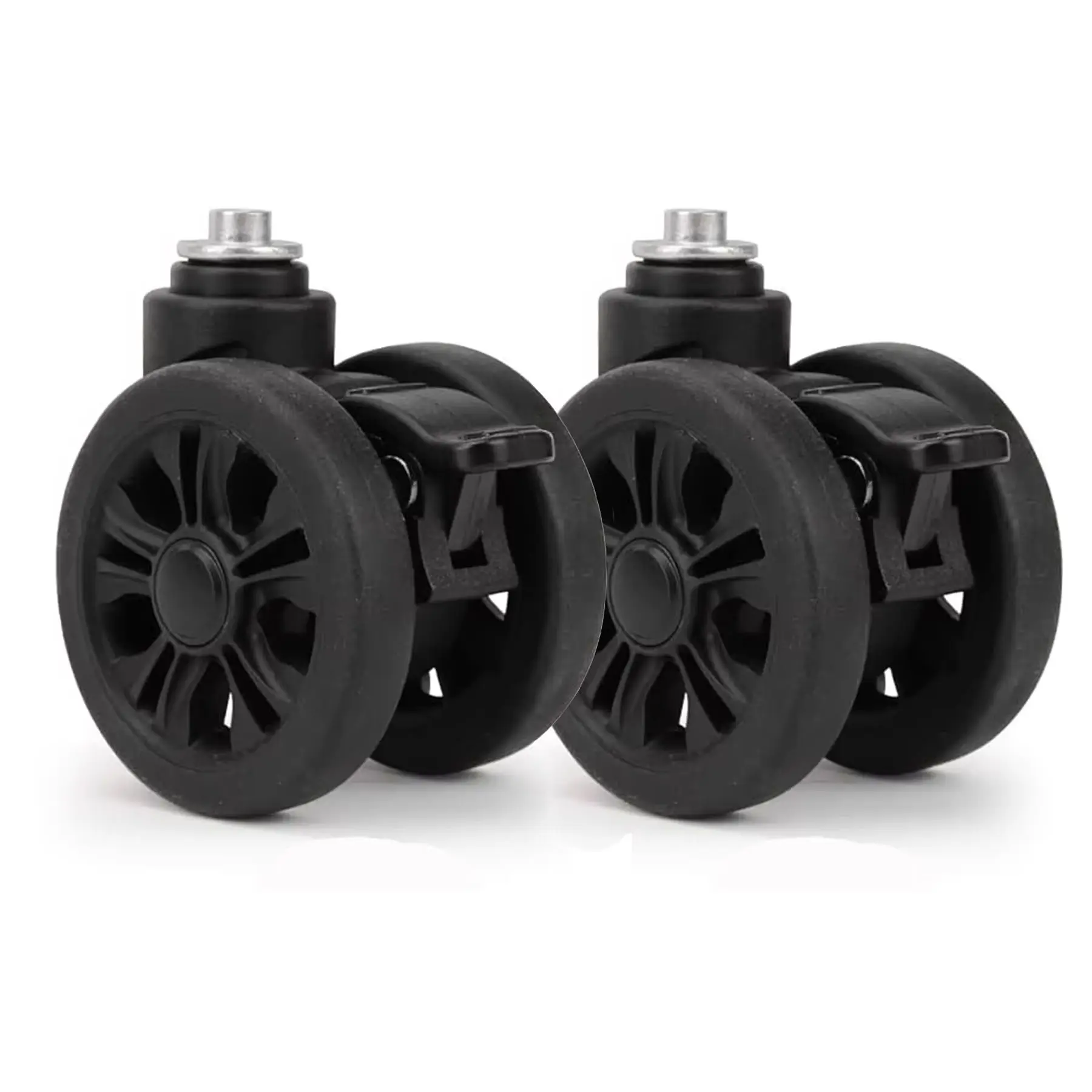 1/2pcs Luggage Replacement Wheels with Brakes Wear Resistant Suitcase Repair Wheel 55mm 360° Spinner Swivel Casters for Travel