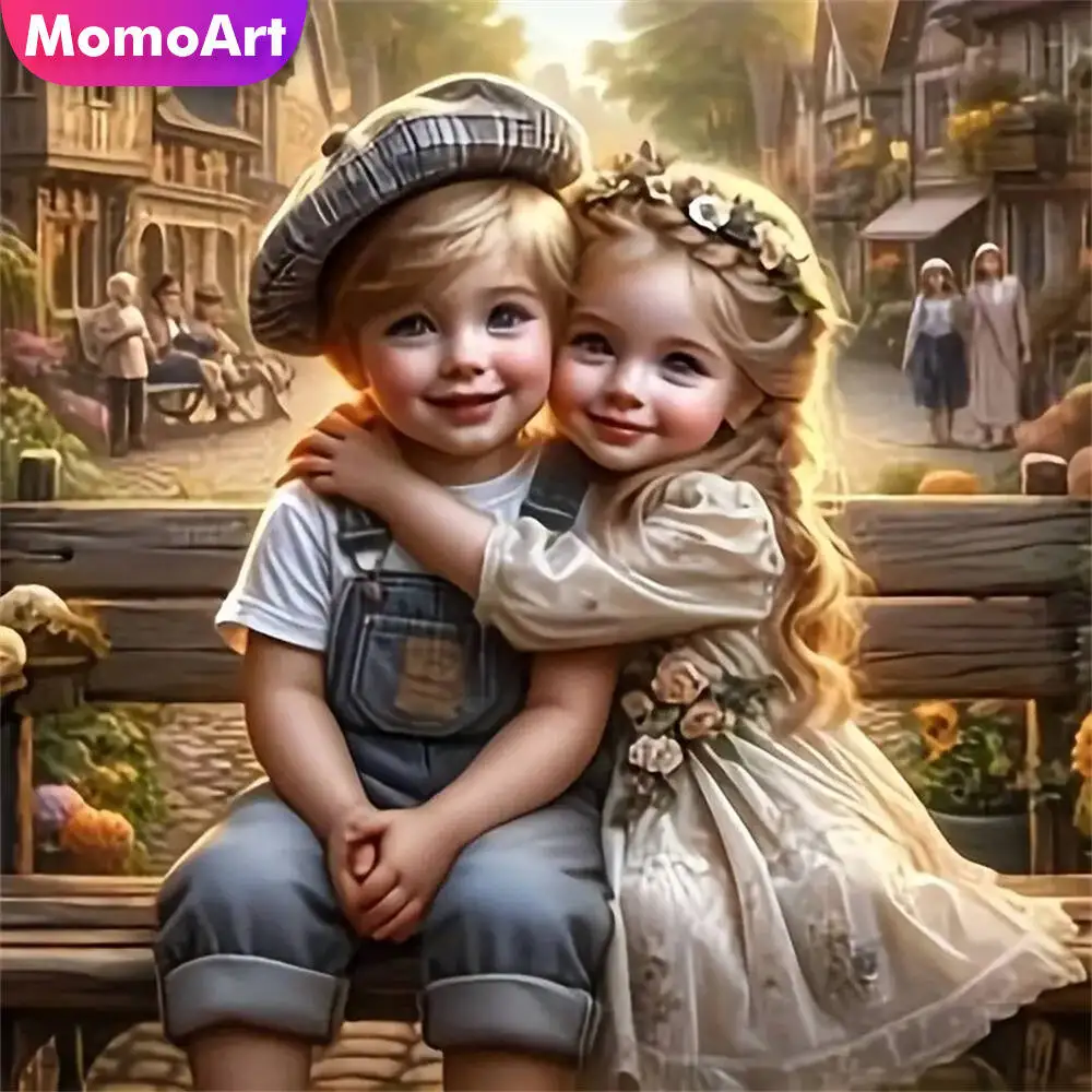 Momoart Diamond Painting Boy Mosaic Girl Portrait DIY Picture Of Rhinestones Embroidery Cartoon Decor For Home