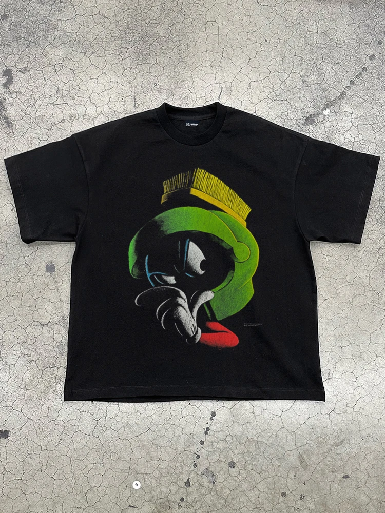 

Martian Marvin Short-sleeved T-shirt Men's and Women's Oldschool Retro Trendy Brand High Street Heavy Half-sleeved Street Style