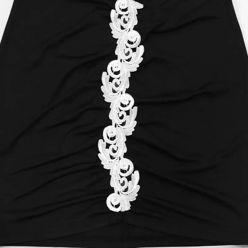 GUWU Women Sleeveless Deep V Neck Lace Embroidery Mini Dress Summer Streetwear Hollow Out Sheer Evening Sexy Night Party Dresses