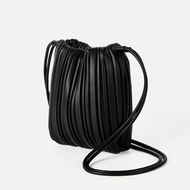 

Women's PU Leather Crossbody Bag Summer Fashion Versatile Pleated Casual Small Square Single Shoulder Luxury Messenger Bag
