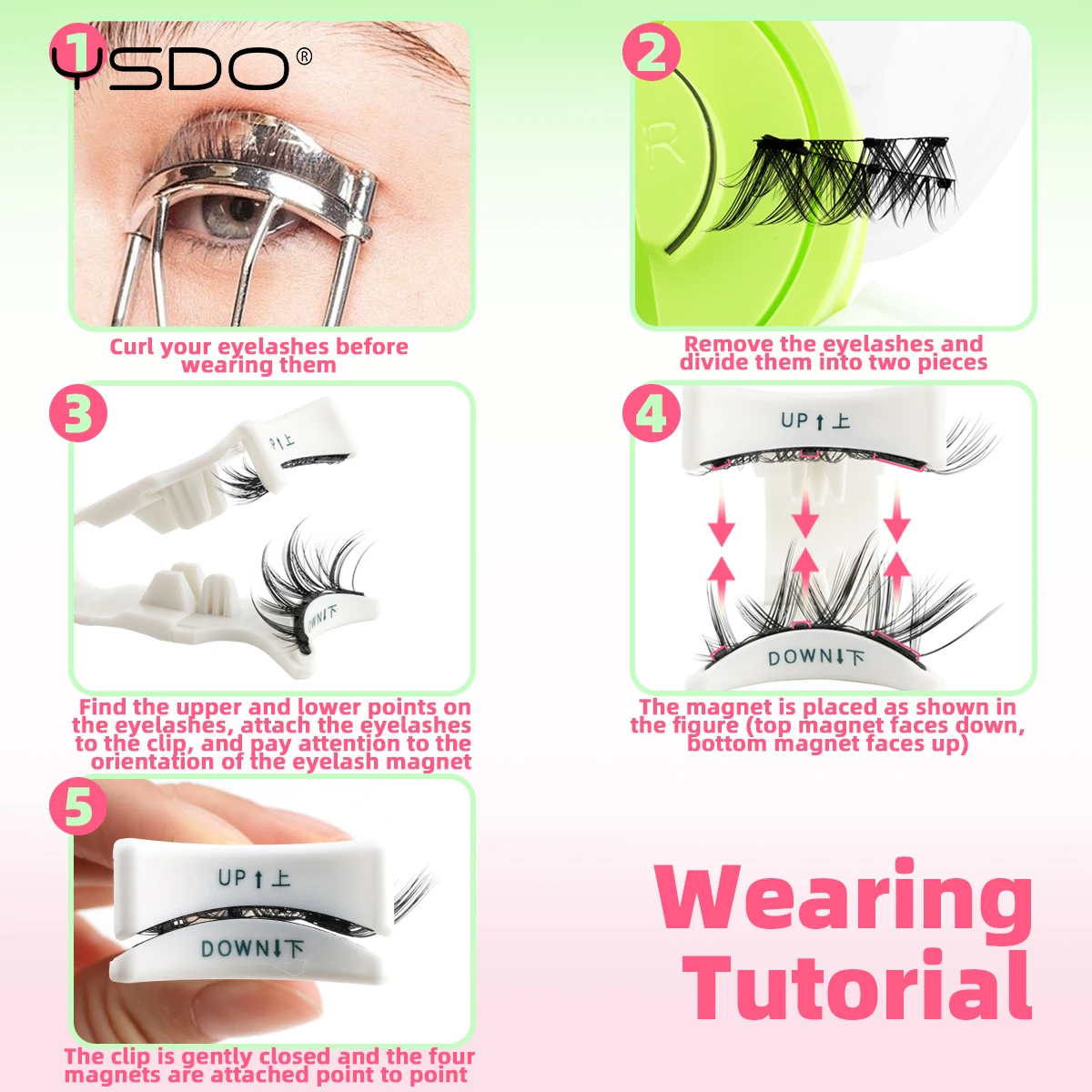 ชุดขนตาแม่เหล็ก YSDO 1 คู่ ใช้ซ้ำได้ ไม่ต้องใช้กาว ขนตาปลอมยาวแบบธรรมชาติสไตล์มังงะ พร้อมชุดแหนบแม่เหล็ก