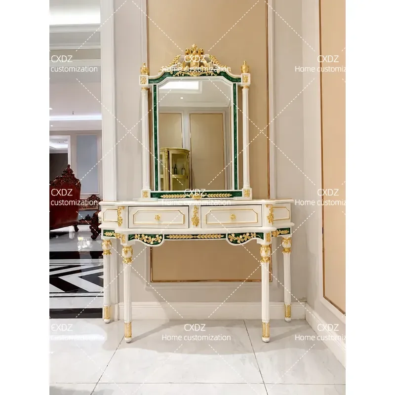 Luxury Solid Wood Porch Cabinet Villa Decoration Semi Round Table Living Room Entry Wall Side Cabinet Sofa Back Cabinet