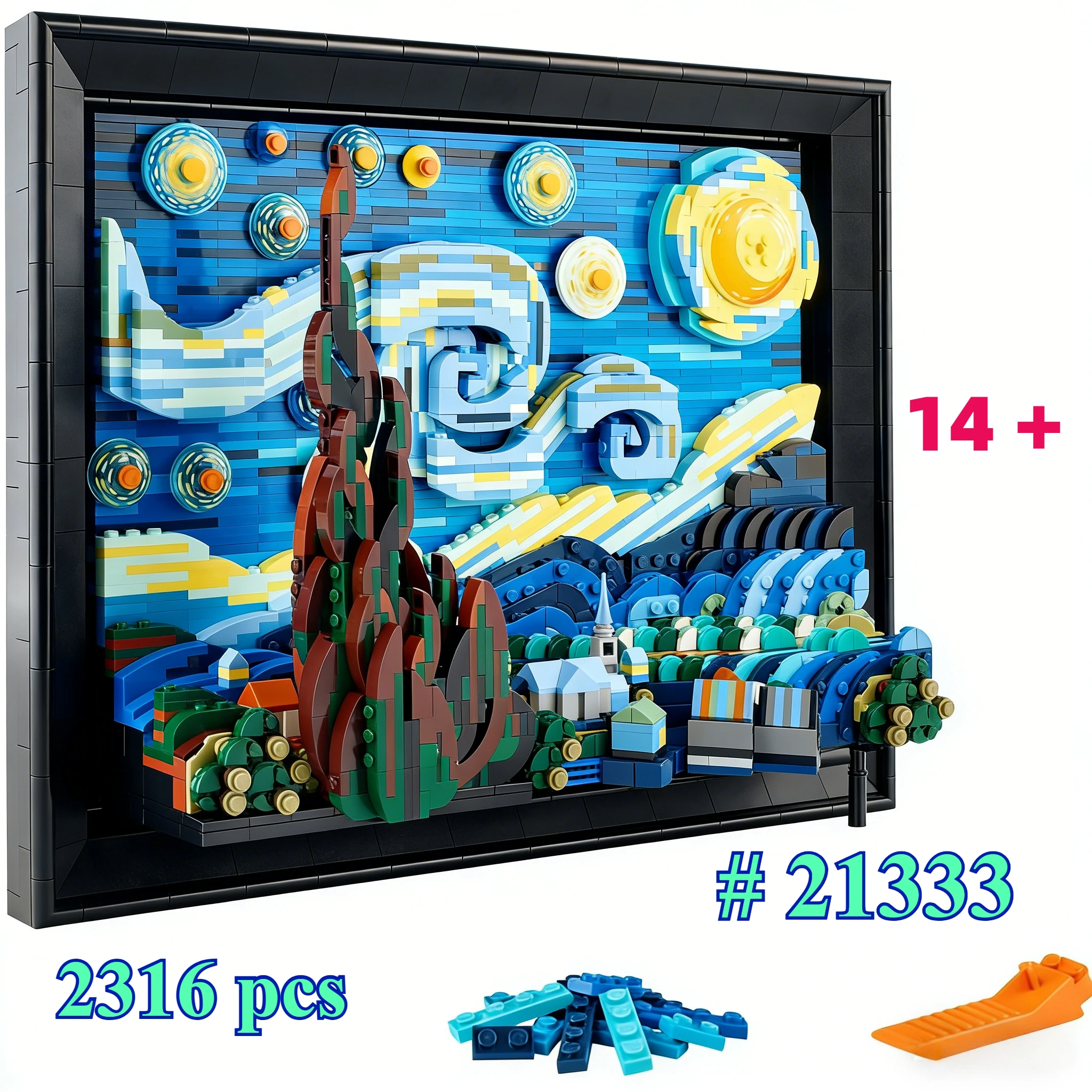 van-gogh-starry-sky-21333-mini-building-blocks-sets-suitable-for-birthday-gifts-，not-compatible-with-legoed-particles，2316pcs