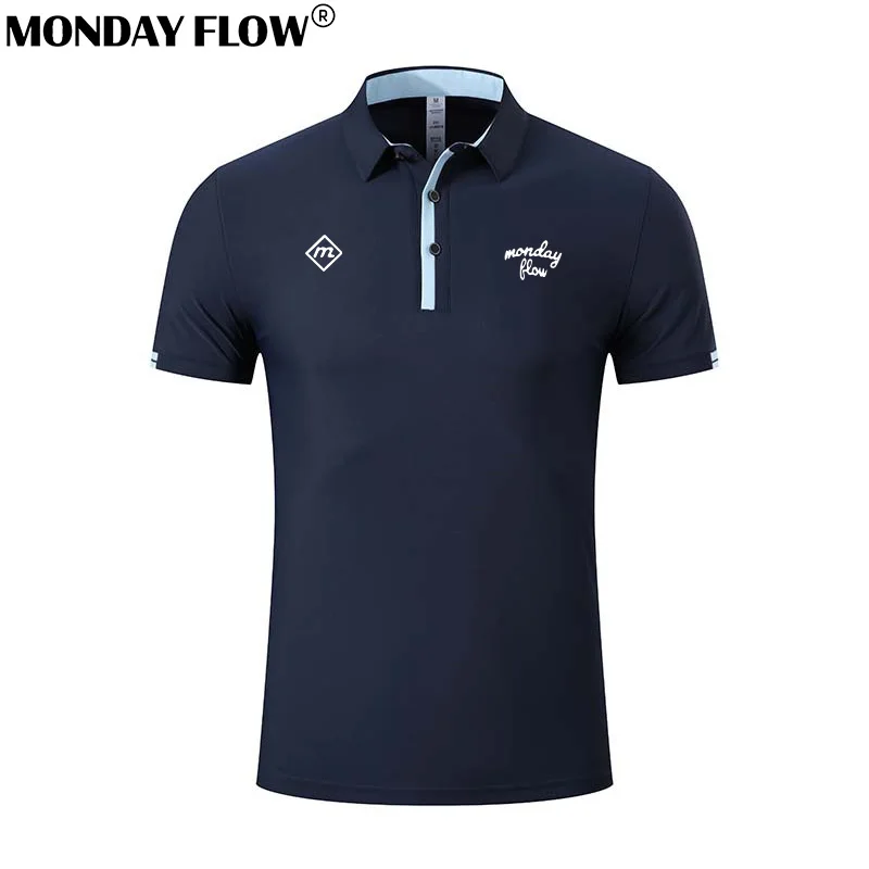 

Monday Flow Trainning Golf Polo Shirt Men's Summer Golf T-Shirt Top Quick Drying Golf Club Button Up T-Shirt Running Polo Shirt