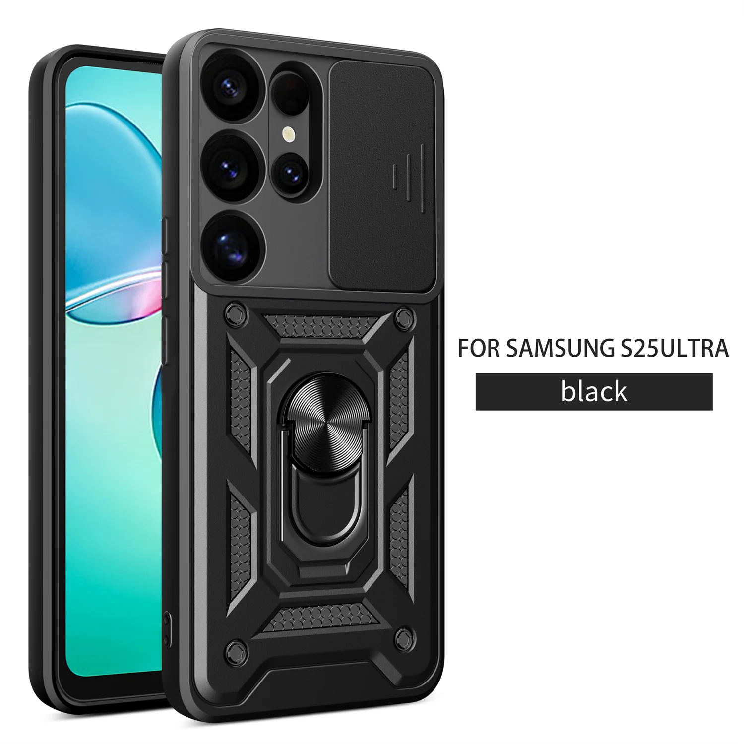 Für Galaxy Samsung S25 Ultra Military Grade Stoßstangen Ring Samsung Galaxy S25 Ultra Abdeckung Slide Kamera Objektiv Schutz Rüstung Fall