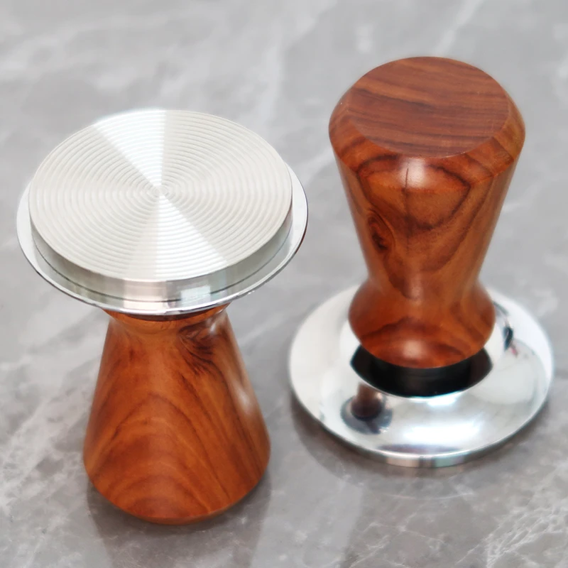 51/53/58mm Espresso Coffee Tamper Spring-loaded Calibrated Tamper with Premium Stainless Steel Walnut Wooden Handle Tamper