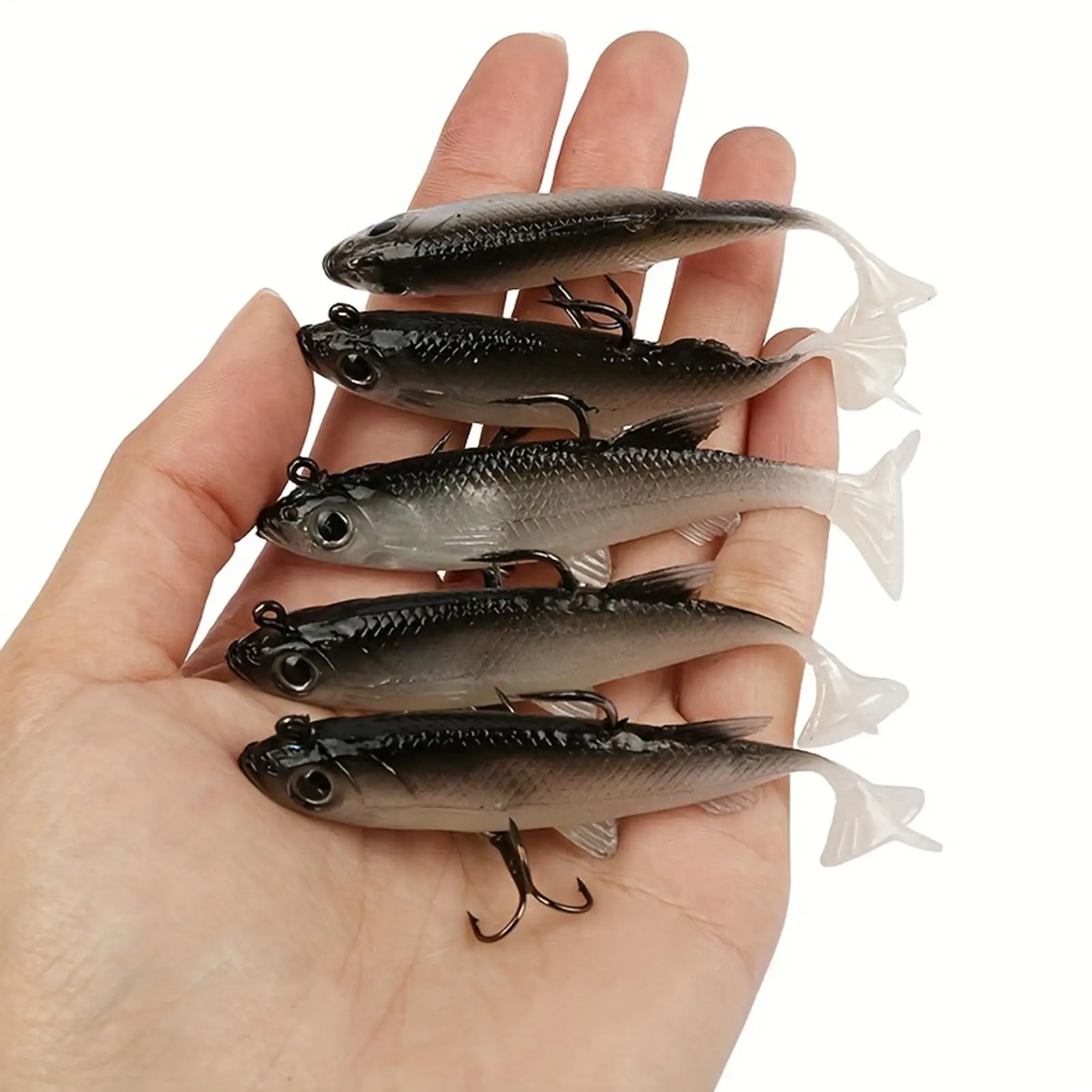 

Artificial Fishing Baits 5X Swim Baits for Bass Fishing with Hooks Fishing Gear Soft Fishing Bait for Bass Trout Freshwater