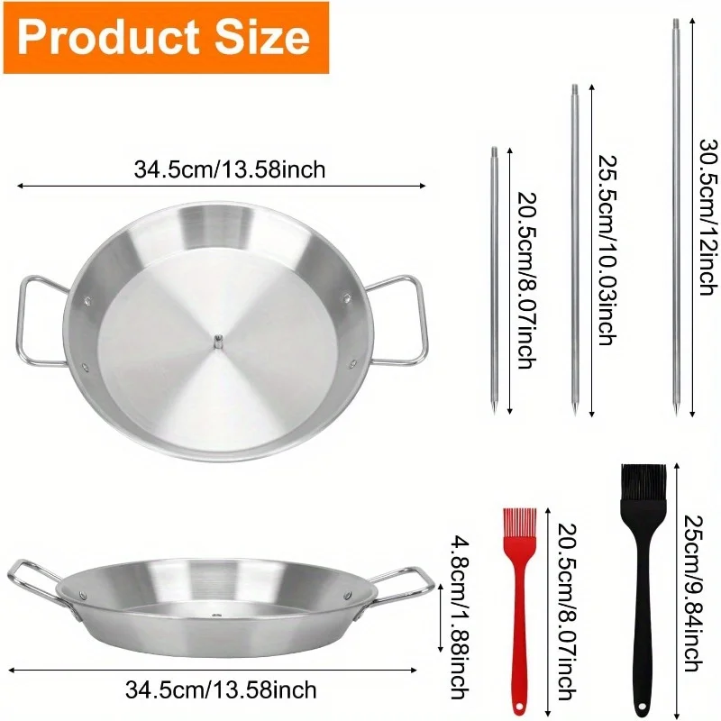 1Set Al Pastor Skewer for Grill, Stainless Steel Vertical Skewer Shawarma Stand Vertical Spit with 3 Removable Spikes(8''/10''/12'') & Brushes Gyro Pan for Tacos, Kebabs Smoker, BBQ