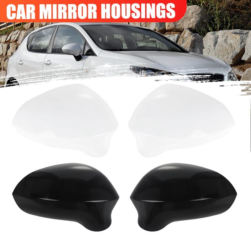 Left/Right Side Wing Mirror Cover Cap Casing For Seat Ibiza 2008 2009 2010 2011 2012 2013 2014 2015 2016 2017 White/Glossy Black