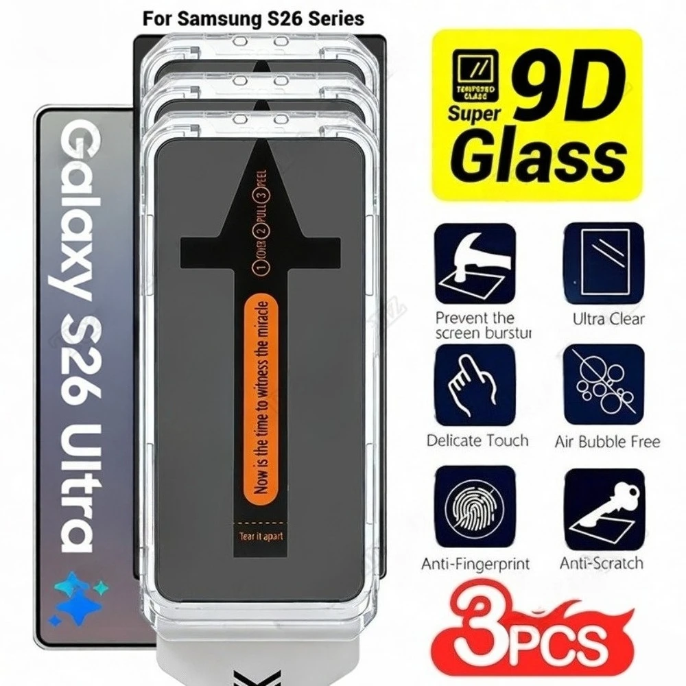 

Защитное стекло для Samsung Galaxy S26 S25 S24 Ultra S23 S22 S21 Plus S25 S24 FE, 3 шт., с полной защитой экрана и установкой в один клик