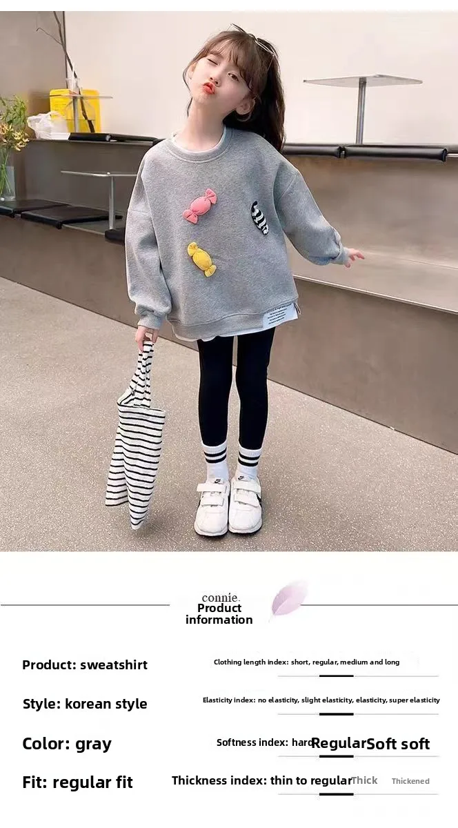 Koreanische Version Kleidung Baby Mädchen Langarm Kinder Neue Frühherbst-Sweatshirts Niedliche Bedruckte Pullover Kinder Freizeitkleidung – Detail 3