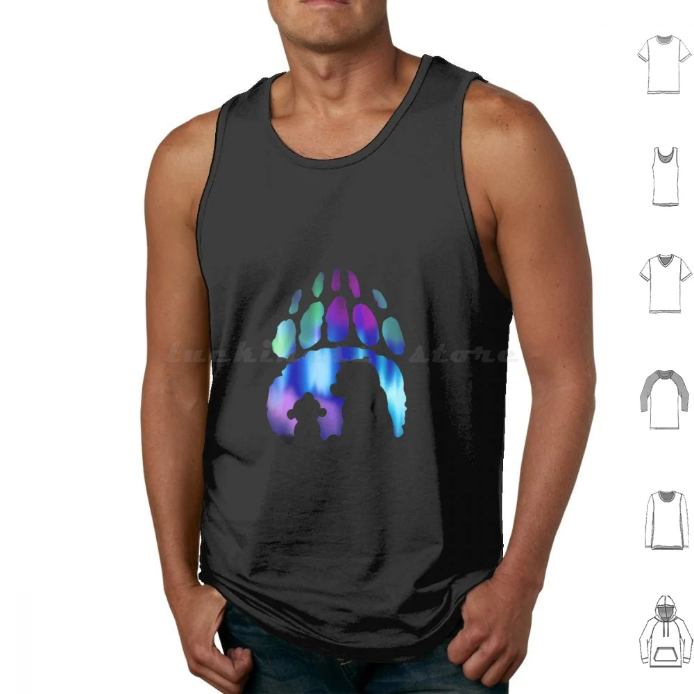 The Northern Lights Bears Tank Tops Vest Sleeveless Northern Lights Aurora Borealis Stars Bear Brother Bear Northern His