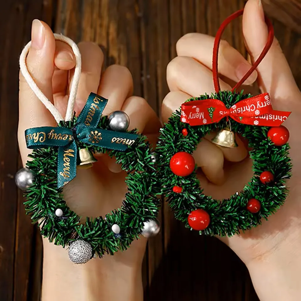 Drop Ornaments Decorative Christmas Tree Decoration Christmas Pendant Five Styles Mini Christmas Wreath For Home Decor Holiday