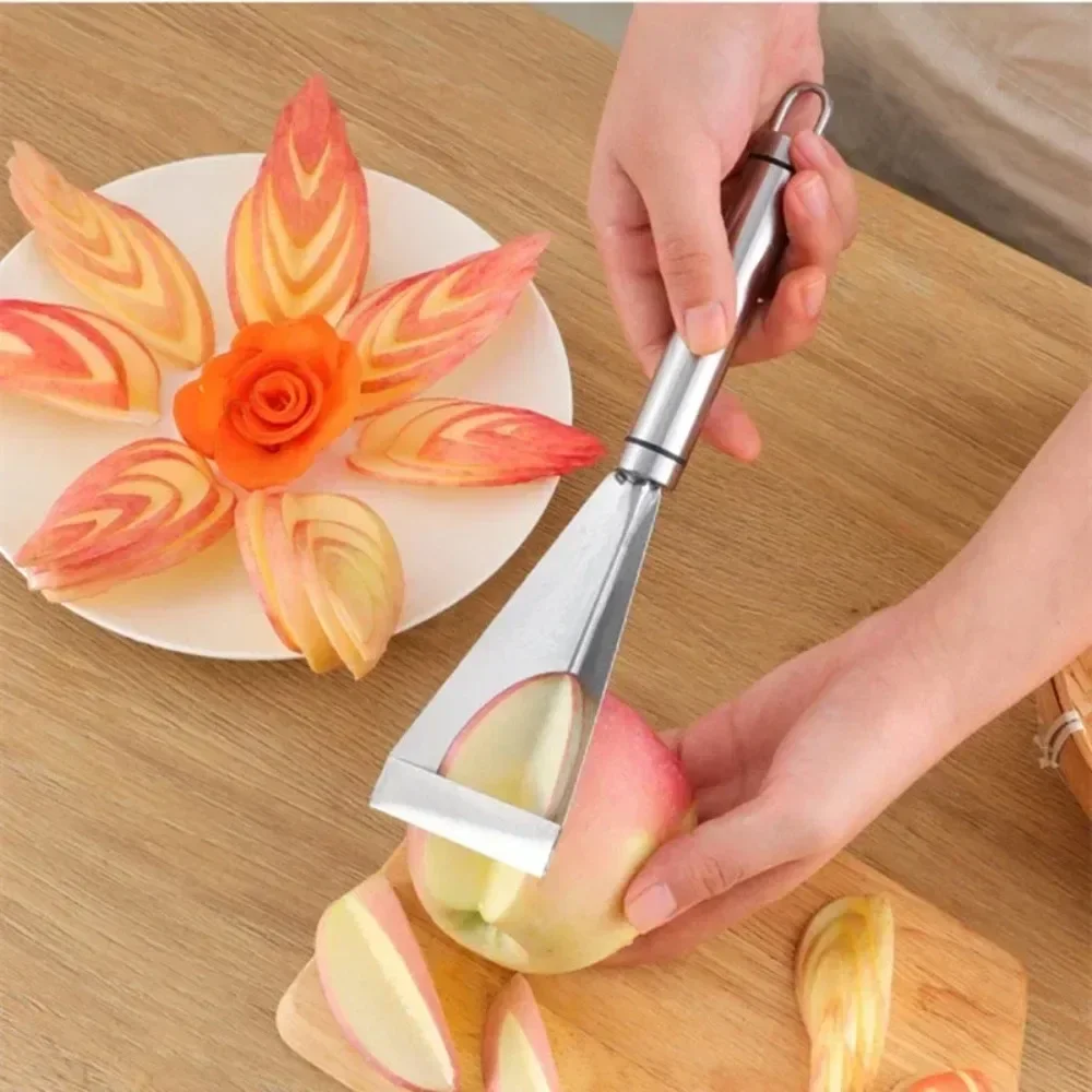 Stainless Steel Triangle Fruit Carving Knife Fruit Platter Artifact Triangle Vegetable Cutter Non-slip Diy Decor Kitchen Tools