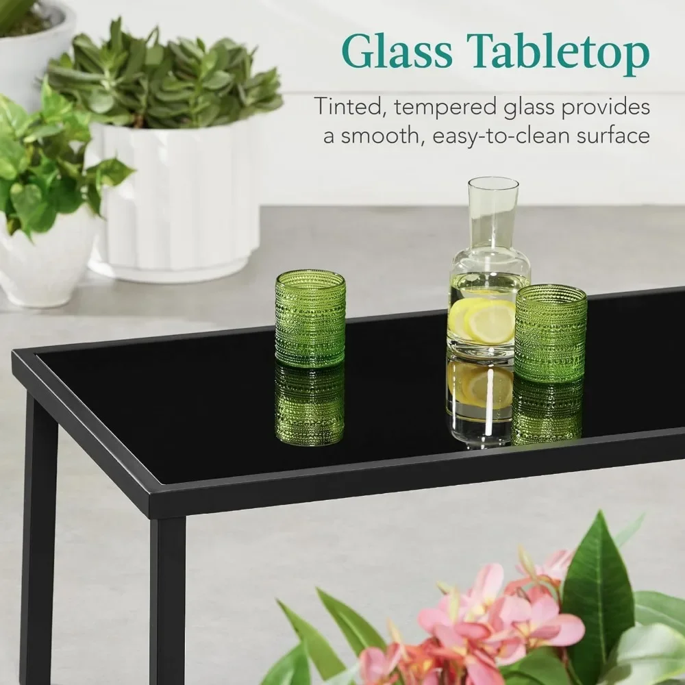 4-Piece Outdoor Textilene Patio Conversation Set, Backyard Furniture w/Loveseat, Coffee Table, Steel Frame