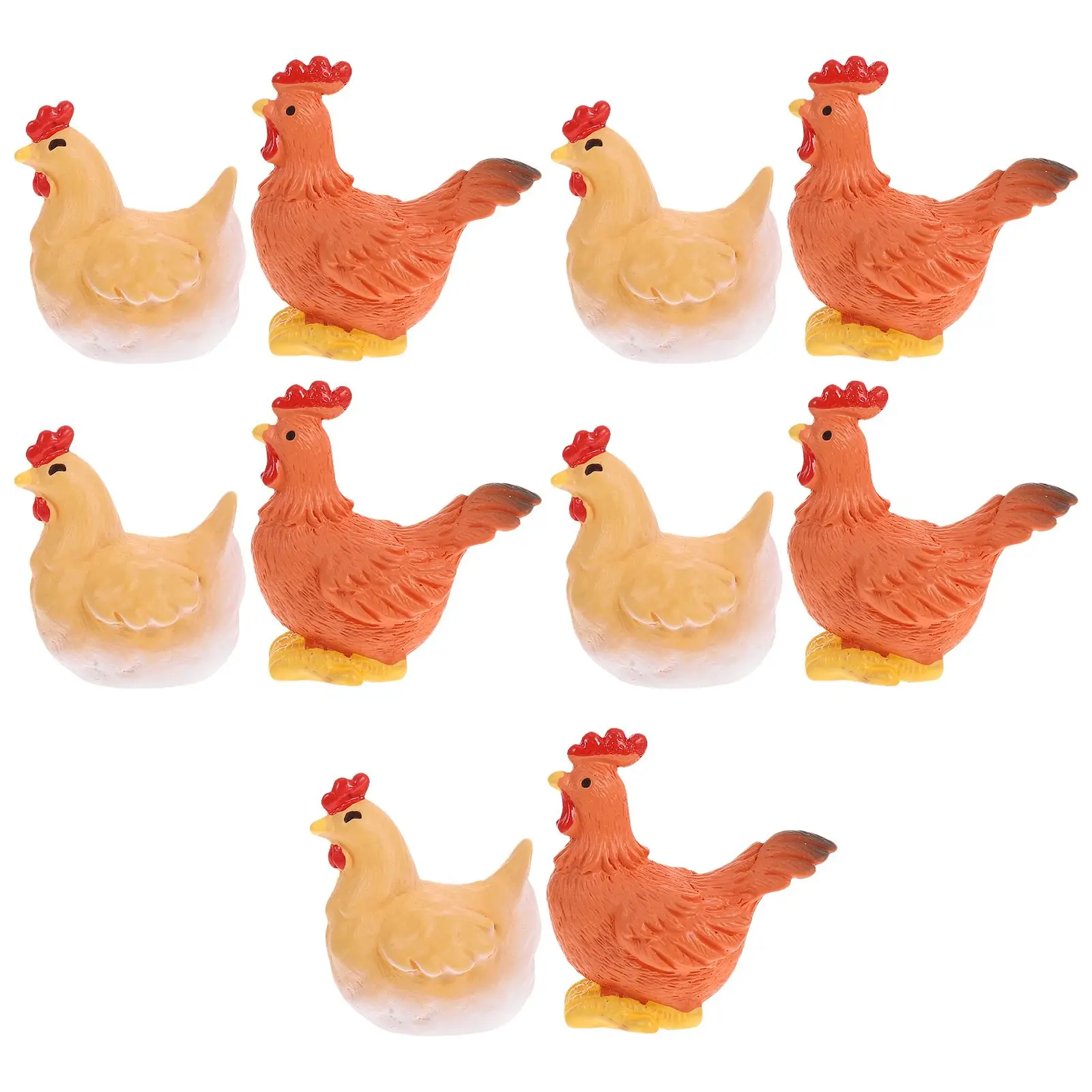 

10 Pcs Resin Rooster Hen Figurines Realistic Mini Animals Garden Decor Farmhouse Ornaments Tiny Things Home Statue