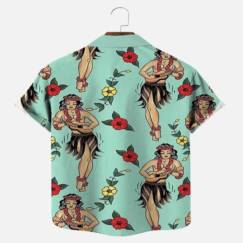 Aloha Girl Print Hawaiian Shirt 3D Printed Hawaiian Shirt for Men and Women Casual Shirt Unisex