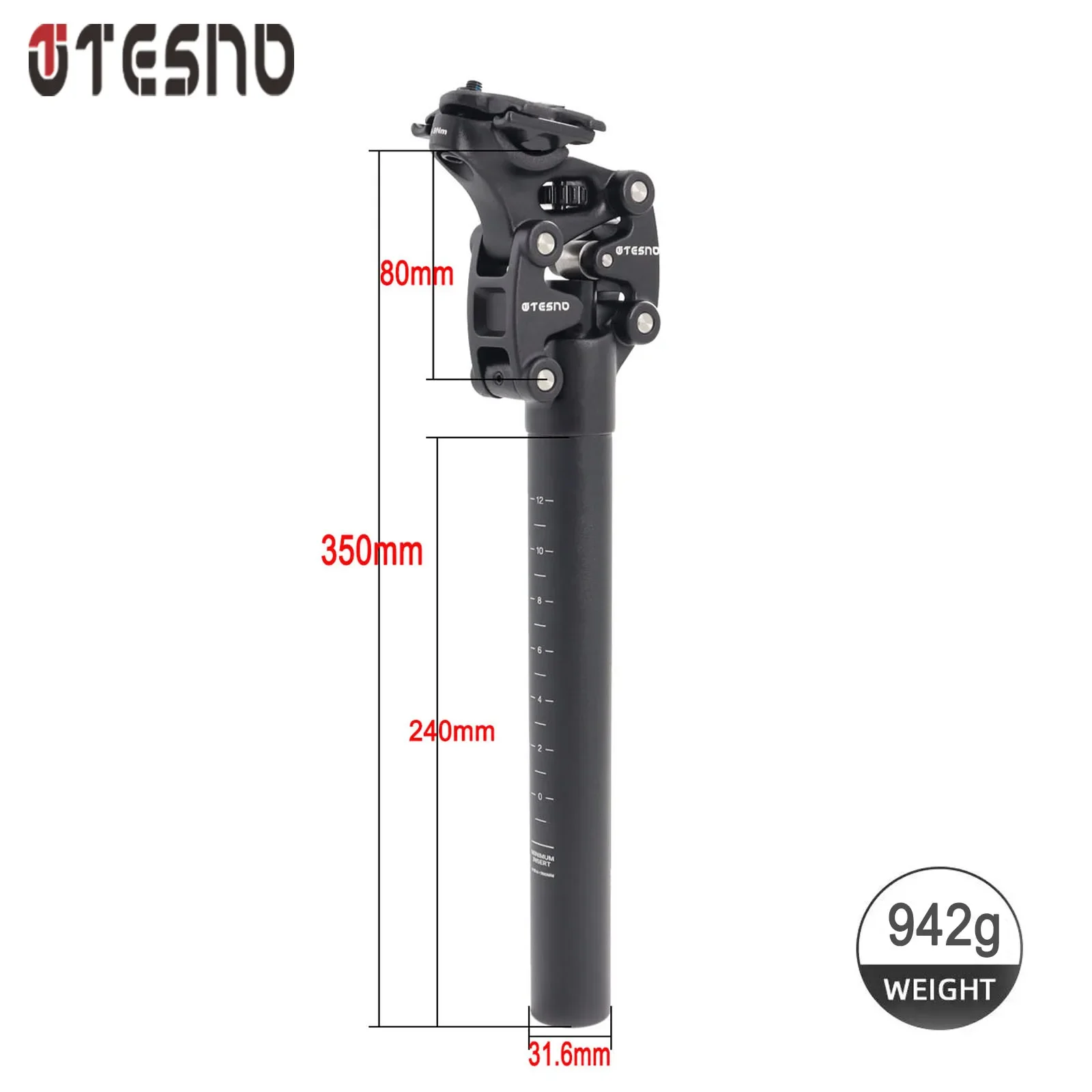 TESNO Fiets Zadelpen Met Schokdemper 27.2/30.9/31.6mm Mtb Fiets Zadelpen Schorsing Vier Link Fiets Zadelbuis 350mm