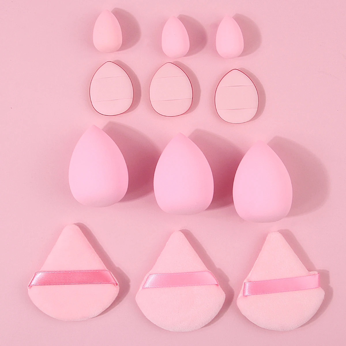 12pieces pink makeup sponge powder puff beauty egg set is a compact, portable and non-sticky professional makeup tool