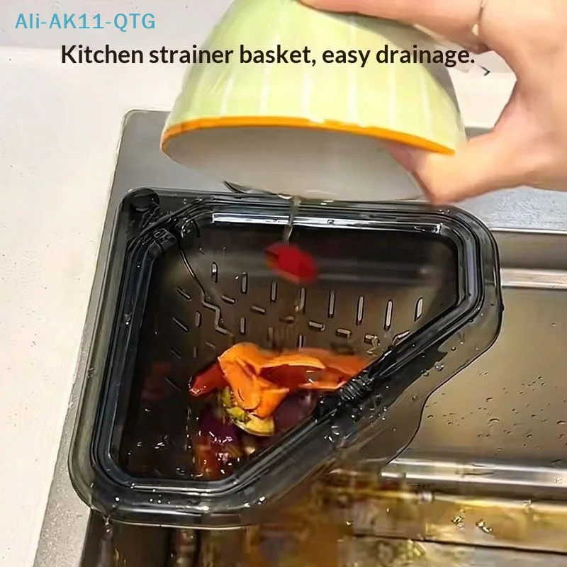 *Sink Food Catcher Basket Magnetic Suction Drainage Triangle Drying Kitchen Sink Drain Strainer Corner Basket for Scrap Fruits