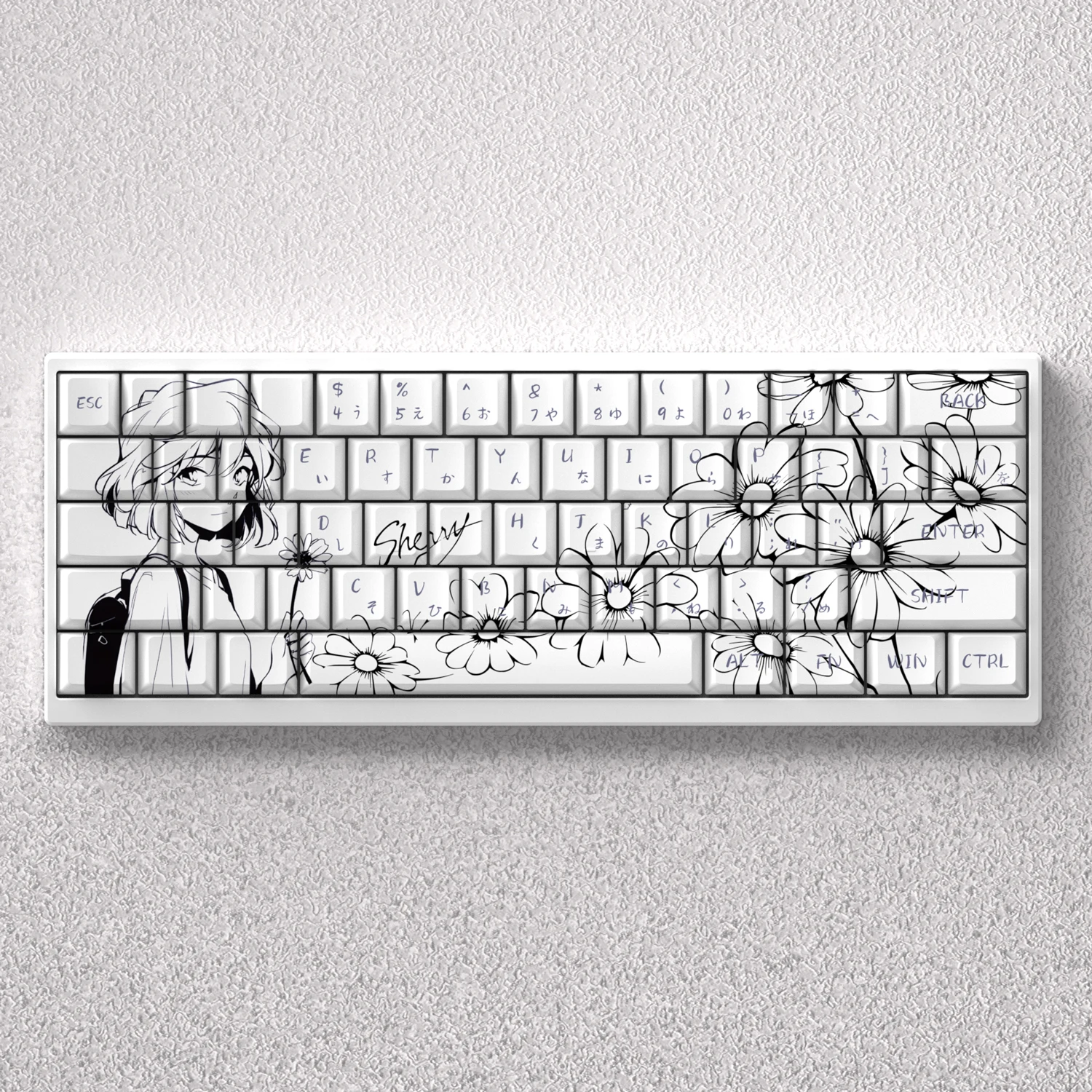 

73 Key Anita Hailey Keycaps PBT Keycaps Dye Sub Cherry Anime Key Japanese for 61 65 68 Layout Mechanical Keyboard GK61 Anne Pro2