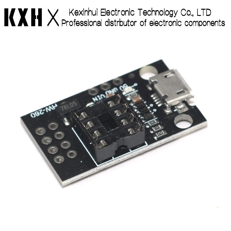 プラグイン可能な ATTINY 開発ボード ATtiny13A/ATtiny25/ATtiny45/ATtiny85 プログラミングエディタマイクロ USB 電源コネクタ