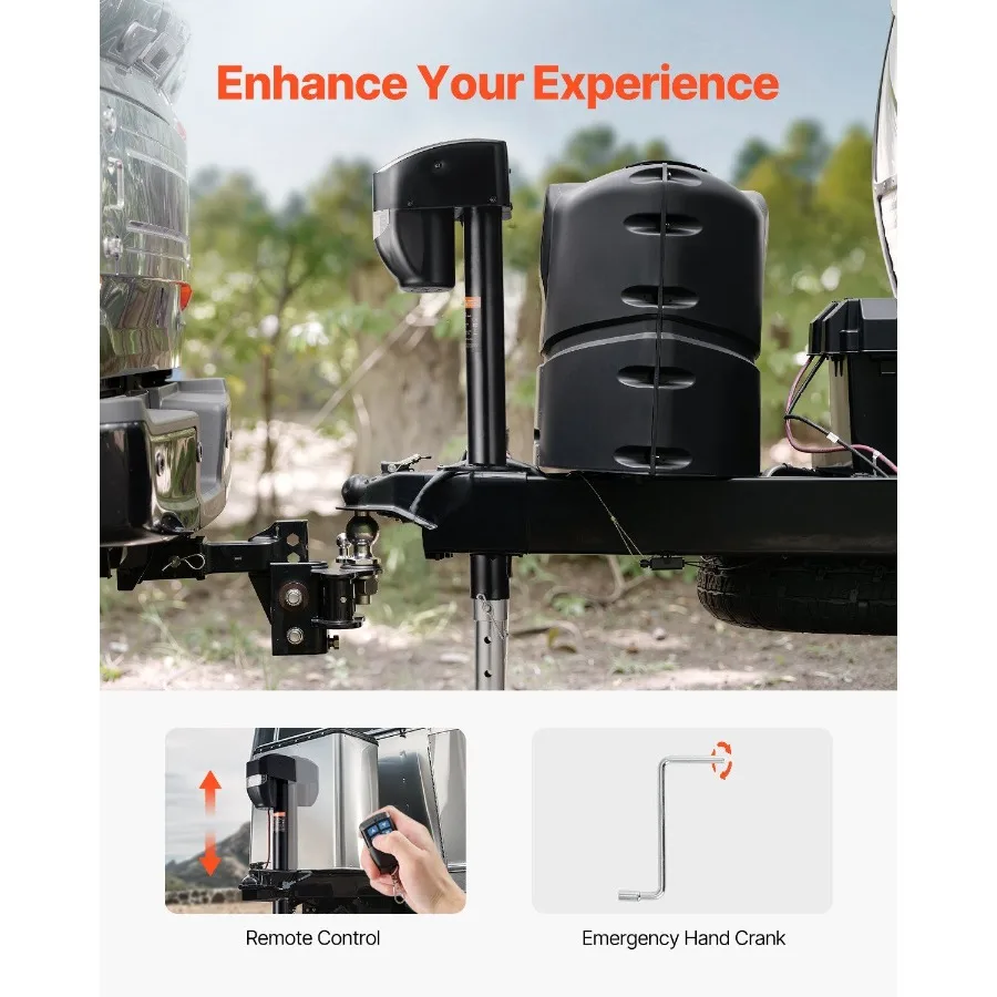 Martinetto per rimorchio elettrico Jack per linguetta di potenza elettrica per camper da 5000 libbre per carichi pesanti con connettore a 2 vie Manovella per telecomando Weathe