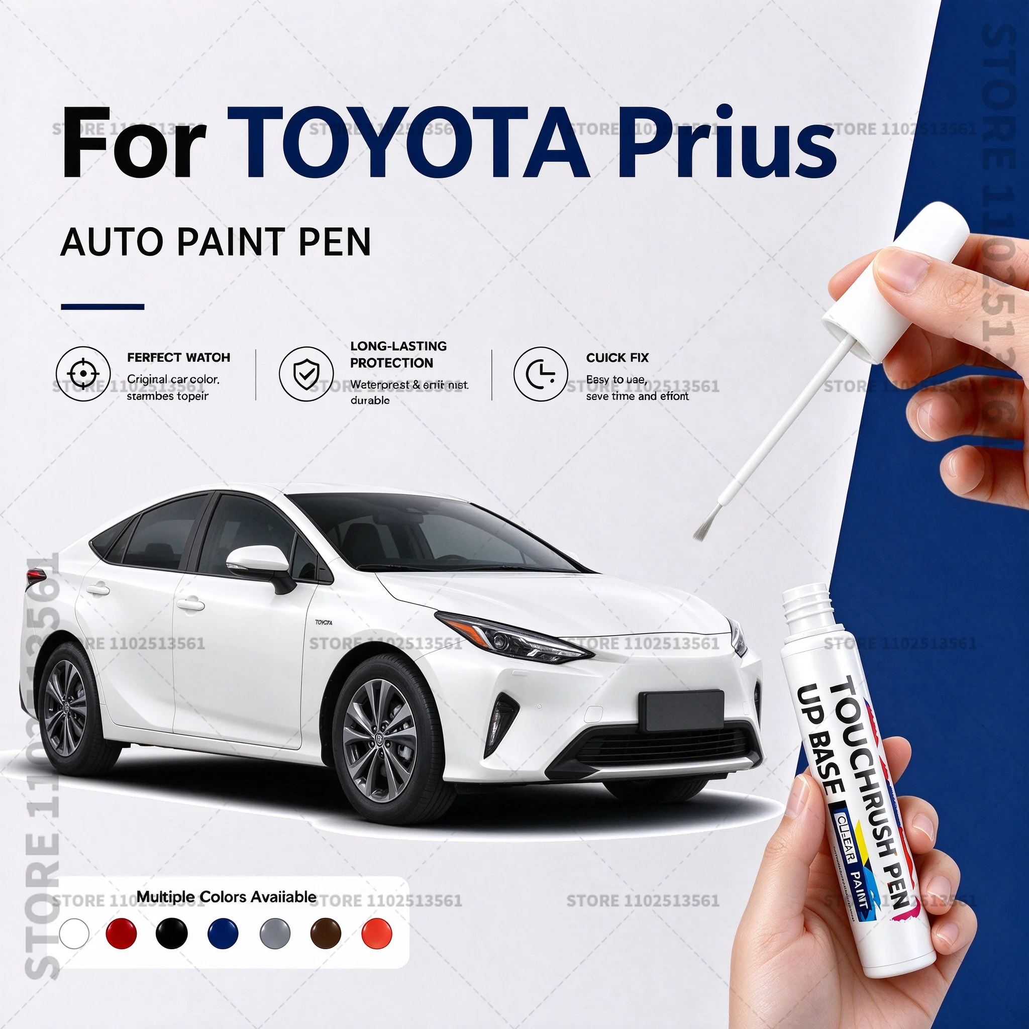 For TOYOTA Prius White Blue Car Scratch Repair Paint Pen Automotive Touch Up Pen Quick Dry Brush For Vehicle Paint Damage Repair