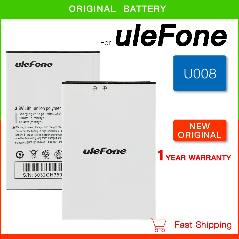 100% Original Replacement 3500mAh Battery for uleFone U008 Pro 4G Smartphone 5.0inch MTK6737 Batteria with Tracking Number