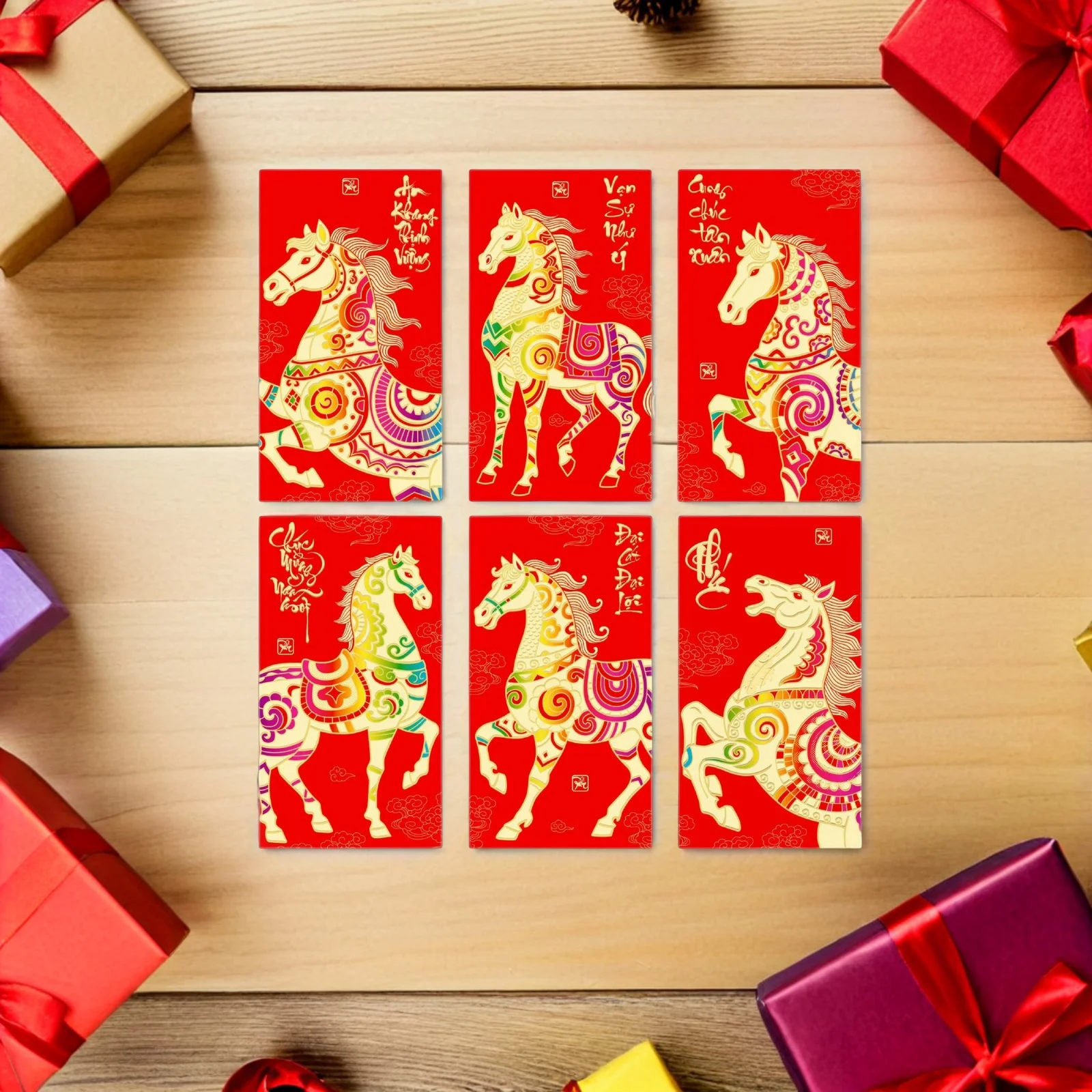 36Pcs Horse Year Red Envelopes 2026 Chinese New Year Lucky Money Cash Packets Spring Festival Lunar Red Money Bags