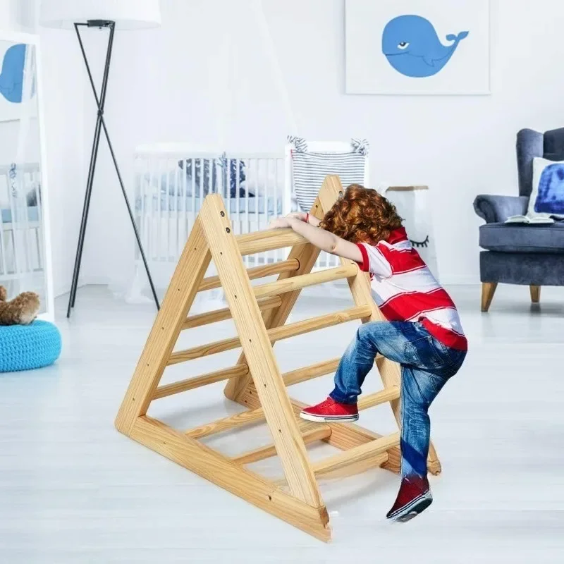 Wooden children's climbing frame Indoor triangle Children's solid wood climbing ladder Wooden baby trainer Home