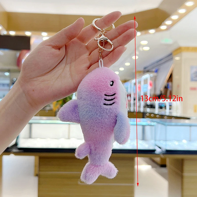 Rainbow Shark Pendant Soft Plush Toy Cute Colorful Deep Sea Dreamy Creatures Pretty Bag Cool Decorate Keychain Birthday Gift