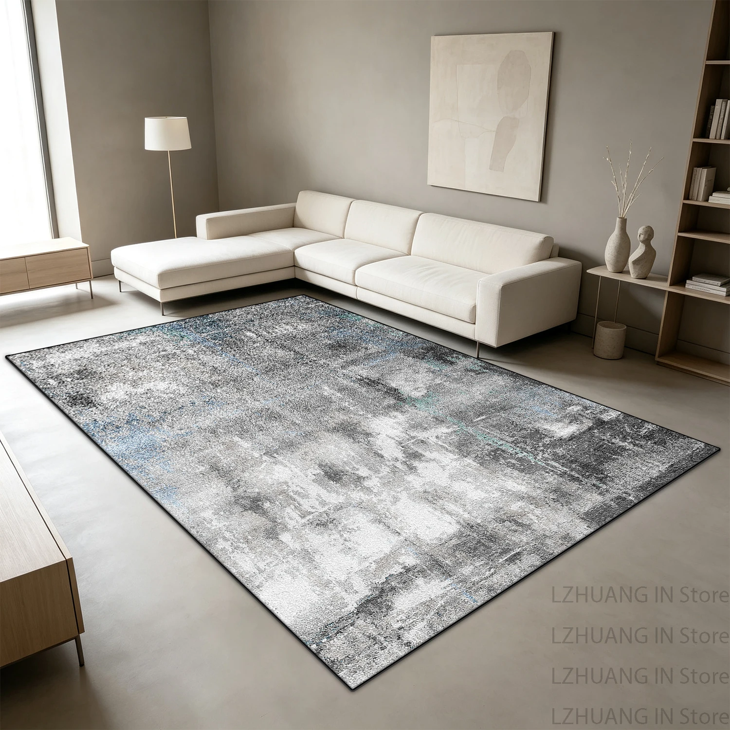 Ins Simple Style Abstract Style Gray Decorative Rug for Living Room Antiskid Lounge Carpet Fluffy Foldable Coffee Tables Mat