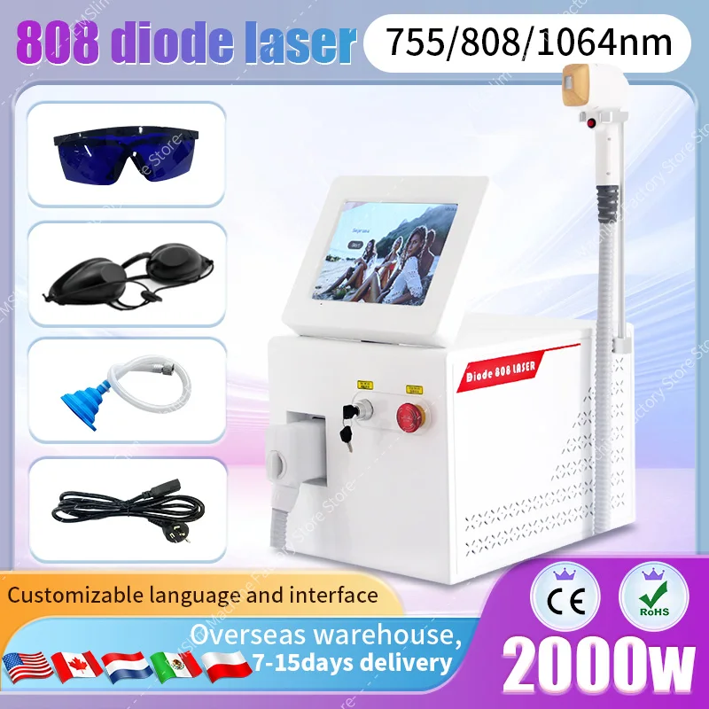 

Cooling Head Laser Hair Removal 808 1064 755 Laser Epilator Alexandrit Permanent Diode laser Hair Removal laser 4 waves Salon