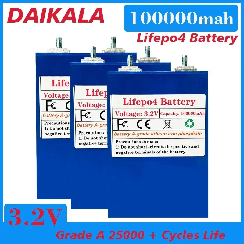 3,2 V 100AH Lifepo4 Lithium-Eisenphosphat-Akku DIY 12 V 24 V 36 V 48 V Elektroauto-Solarspeichersystemzellen