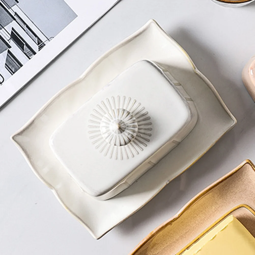 

1Set Butter Box Ceramic Butter Storage Tray for Kitchen Dining Room Use Dessert Display Plate Cheese Container Food Serving