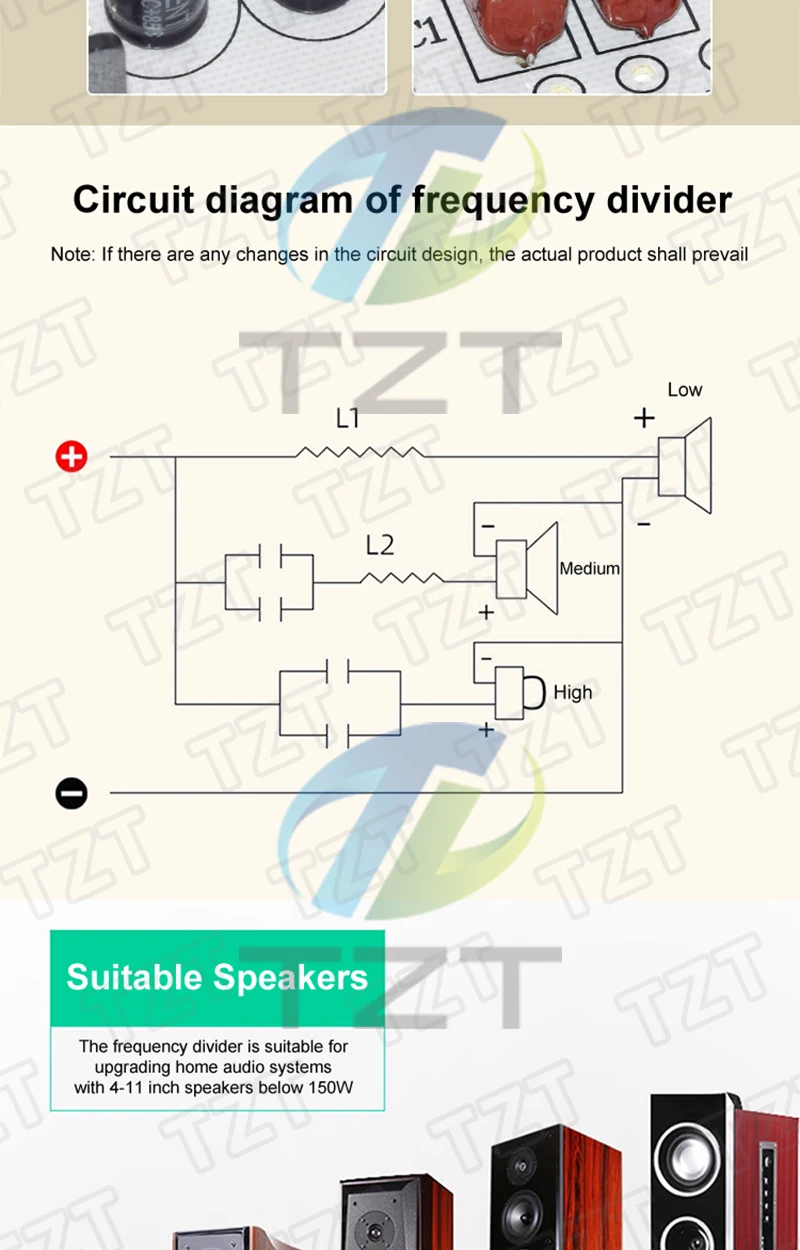 1/3PCS 3 Weg Audio Lautsprecher 150W Crossover Schaltung Höhen Mitteltöner Bass Modul Audio Lautsprecher Frequenz Teiler hause Lautsprecher – Detail 3