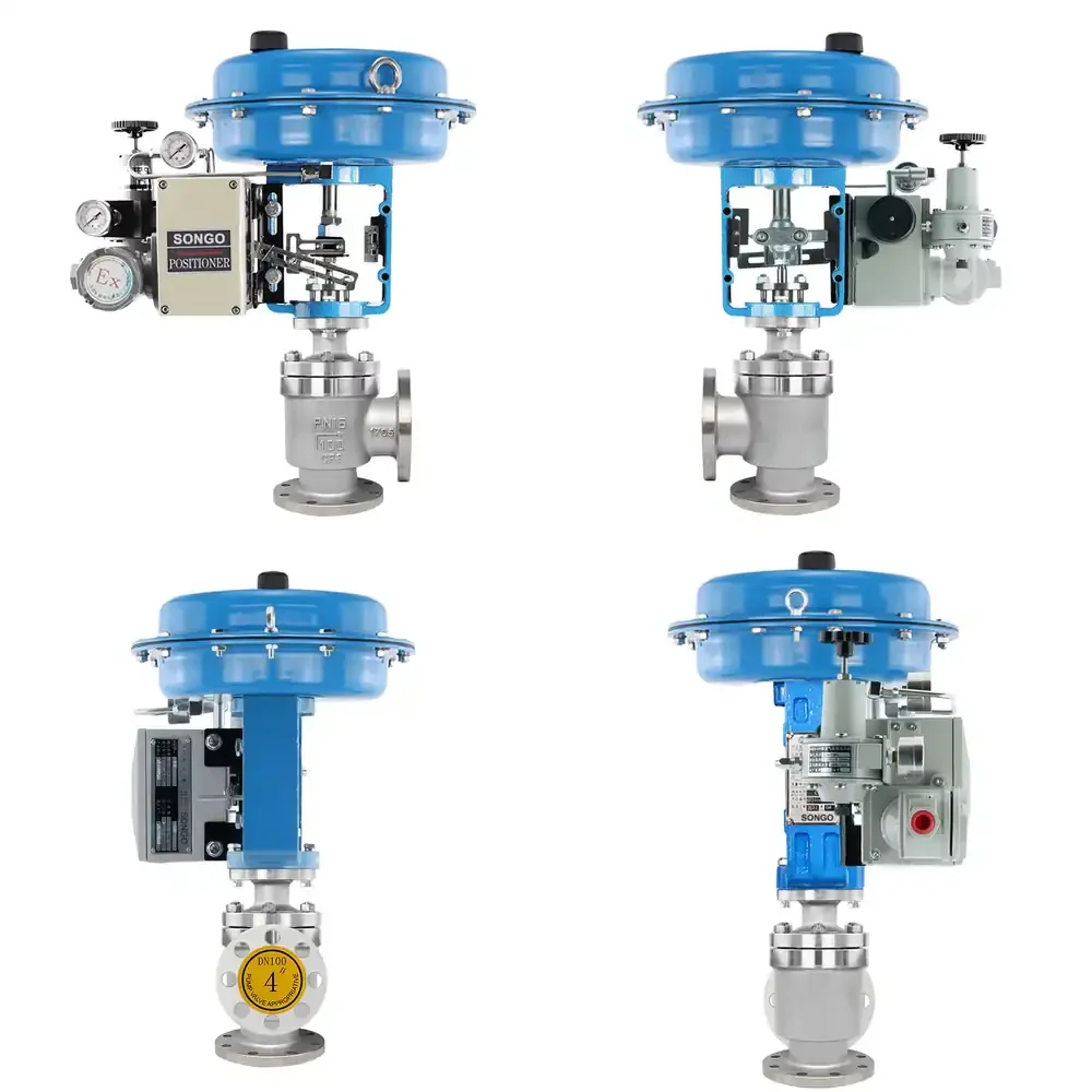 Thread Type Pneumatic Angle Control Valve PN16 Ss304 Single Seated Diaphragm Control Flange Globe Valve