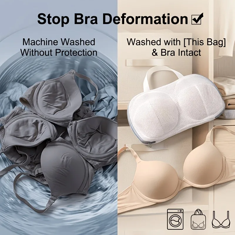 2PCS Handleable bra laundry bag, suitable for underwear, bras, bikinis, swimsuits, travel luggage organizer, laundry care bag - view 6