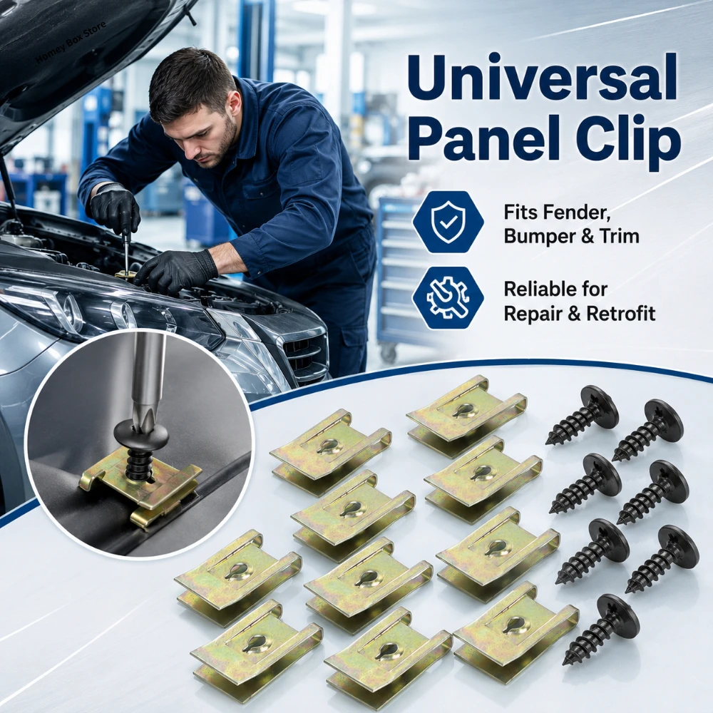 20/60/100pcs Automobile Interior Modification Accessory Metal U Clip Screw Base Fastener for Car Fender and Bumper Installation