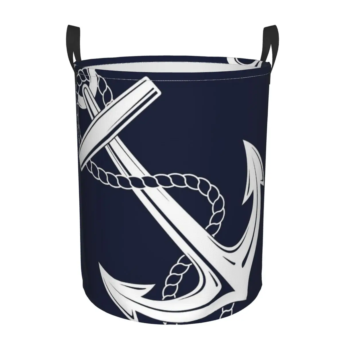 Anchor Nautical White & Navy Foldable Laundry Baskets Dirty Clothes Toys Sundries Storage Basket Home Organizer Large Waterproof