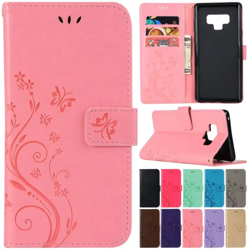 

Butterfly Phone Case For Samsung Galaxy j3 j5 j7 jA3 A5 2017 S9 S8 Plus Note 9 Flip Leather Card Slots Wallet Cover P04E
