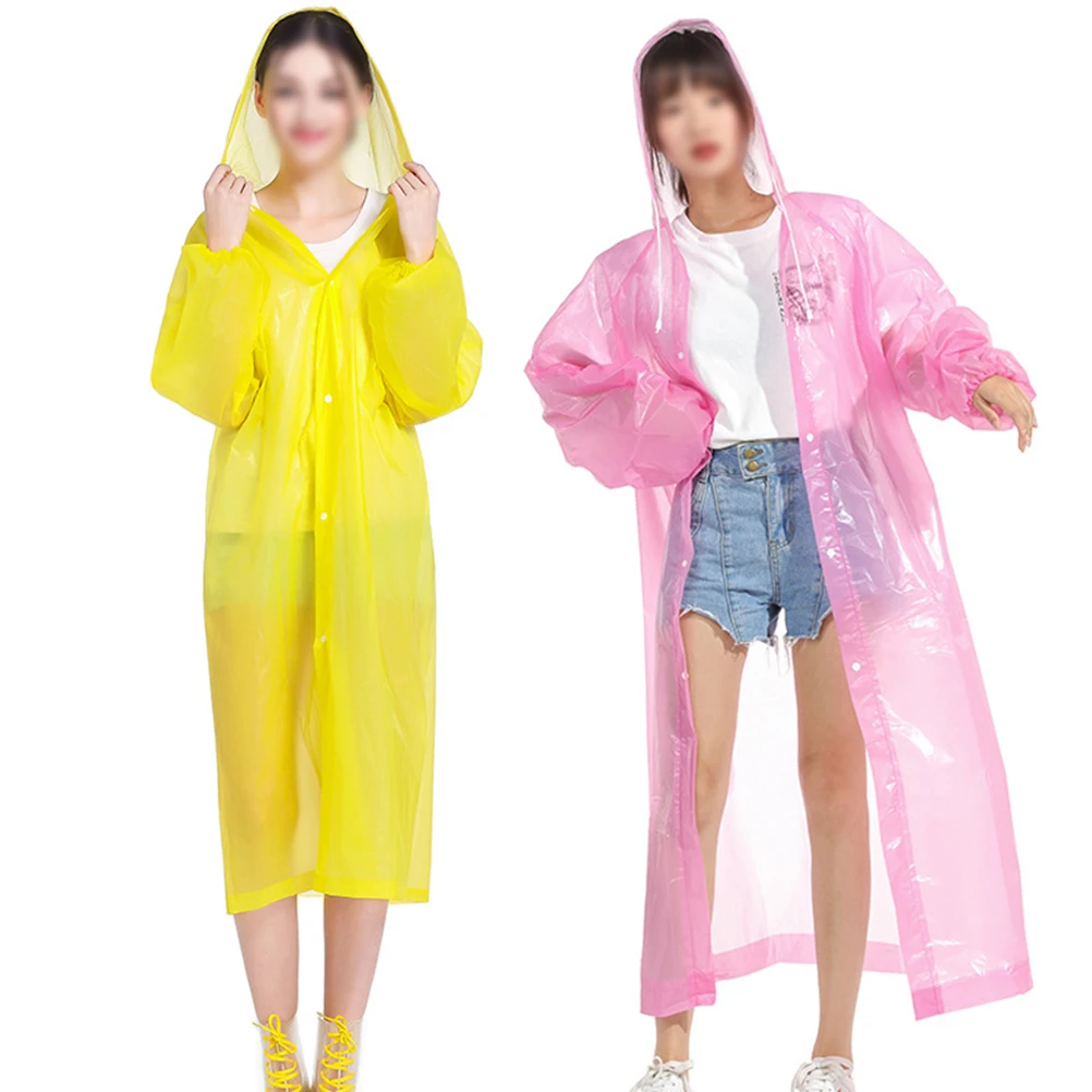 

2pcs Eva Raincoats Non-Disposable Windproof Waterproof Hooded Rain Poncho For Adults Lightweight Packable Raincoat For Hiking