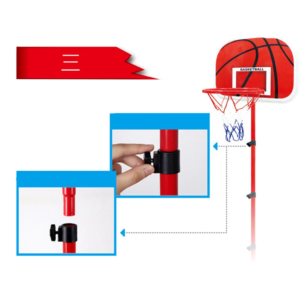 Set da gioco giocattolo da basket regolabile da 150 cm per bambini con supporto per pannello posteriore, gonfiatore e chiave di installazione