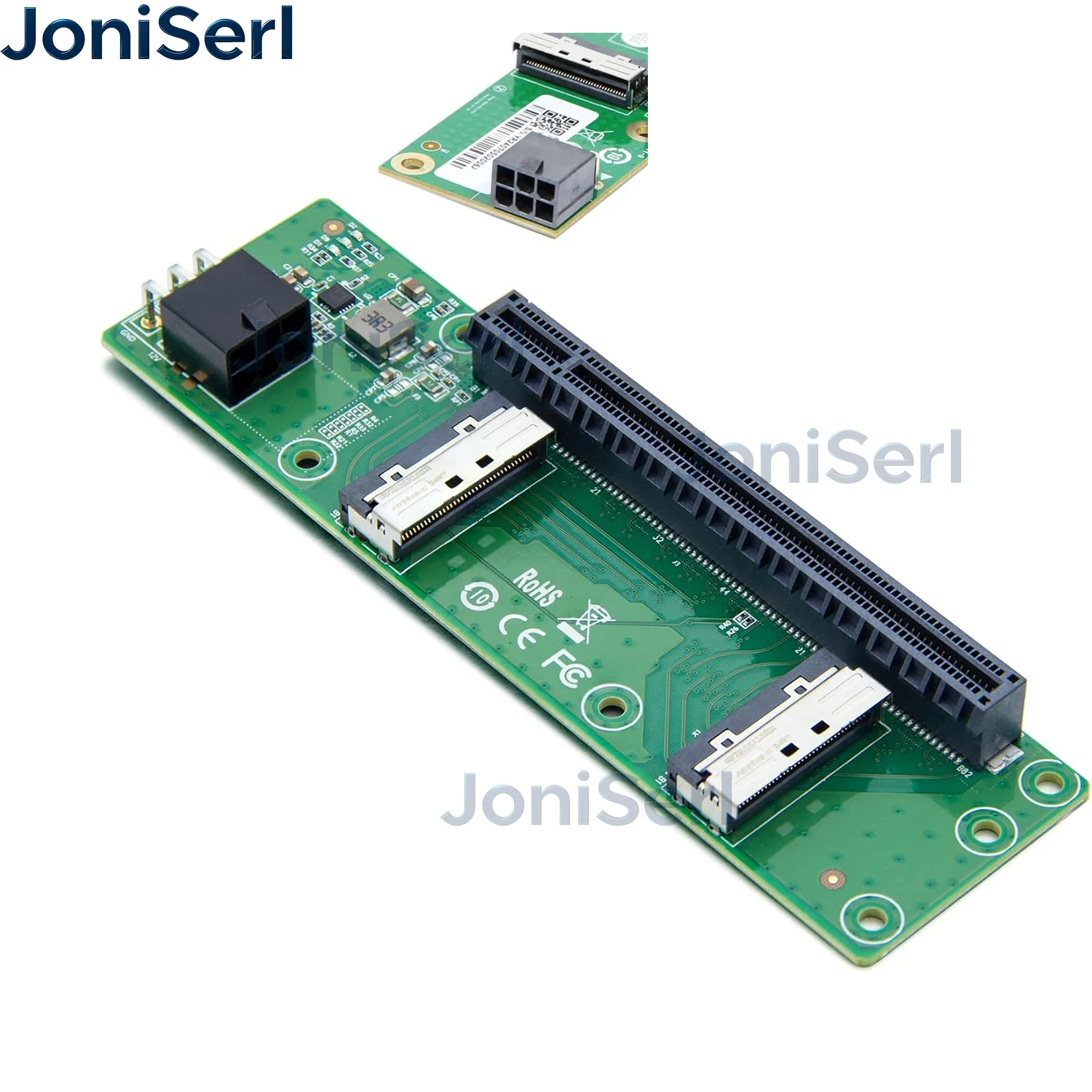 JonISerl Dual MCIO 8i Mini Cool Edge IO SFF-TA-1016 to PCIE5.0 PCI-Express 16x VROC Adapter for Mainboard SSD Graphics Card